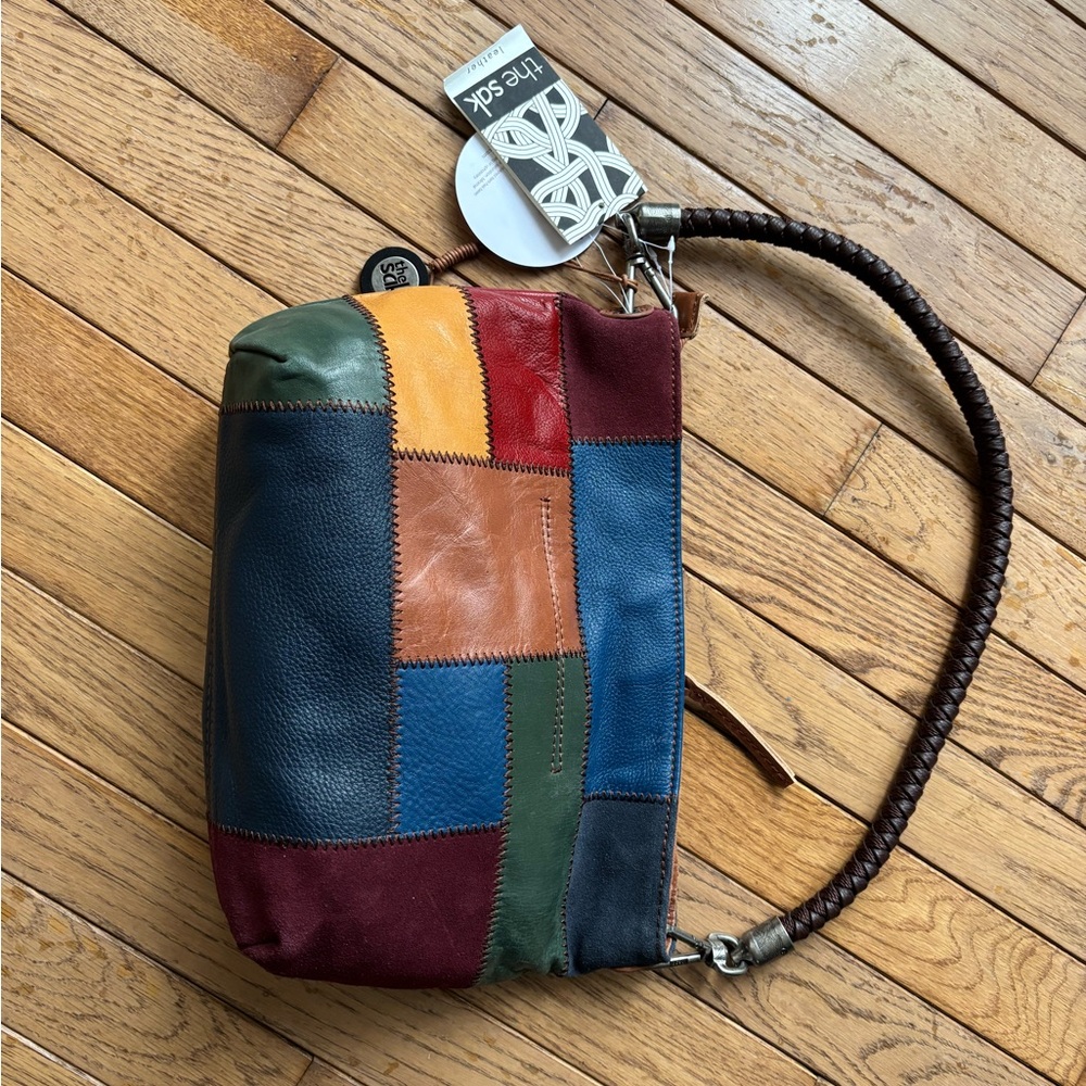 The Sak Multicolor Patchwork Leather Wristlet with Braided Strap